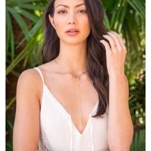 Luv AJ Pave Tusk Lariat Necklace in Gold Rachel Zoe Box of Style Crescent Spike